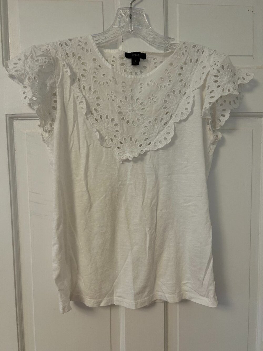 J. Crew White Eyelet Top Size Small